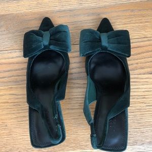 ASOS velvet green sling back pumps
